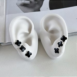 Trio Brincos Folheado Prata 925 Trevo