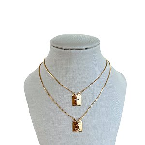 Colar Escapulário Folheado Ouro 18k e Prata 925 Cruz e Deus é Fiel