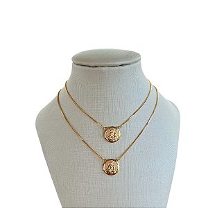 Colar Escapulário Folheado Ouro 18k e Prata 925 Nossa Senhora