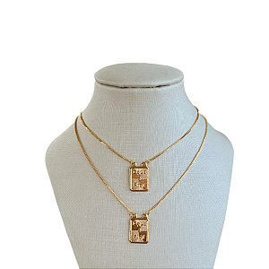 Colar Escapulário Folheado Ouro 18k e Prata 925 Deus é Fiel
