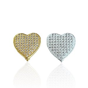 Berloque Charm Folheado Ouro 18k e Prata 925 Coração Cravejado