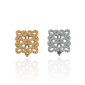 Berloque Charm Folheado Ouro 18k e Prata 925 Quadrado Cravejado
