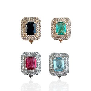 Berloque Charm Folheado Ouro 18k e Prata 925 Quadrado Cristal Cravejado