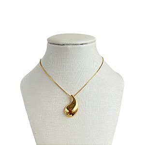Colar Folheado Ouro 18k e Prata 925 Gota Vírgula