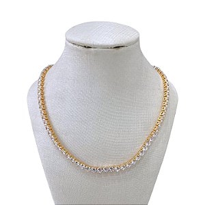 Colar Folheado Ouro 18k e Prata 925 Riviera Cravejada