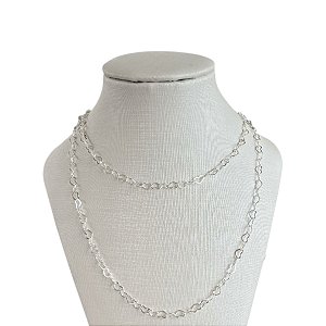 Colar Duplo Folheado Prata 925 Elos Corações