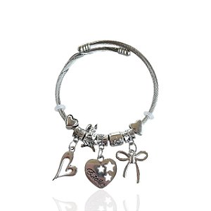 Bracelete Bijuteria Prata Espiral Pingentes Inspired Pandora
