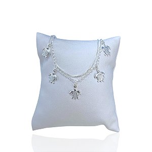 Pulseira Folheada Prata 925 Dupla Tartaruga