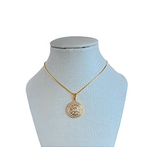 Colar Folheado Ouro 18k e Prata 925 Pizza Cravejada