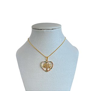 Colar Folheado Ouro 18k Árvore da Vida Cravejada