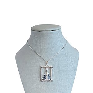 Colar Folheado Prata 925 Nossa Senhora Cravejada