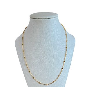 Colar Longo Folheado Ouro 18k Bolinhas