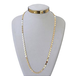 Colar Longo Folheado Ouro 18k e Prata 925 Corações