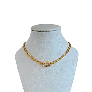 Choker Folheada Ouro 18k e Prata 925 Nó Torcida