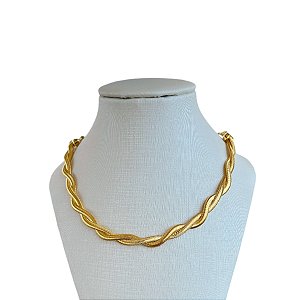 Choker Folheada Ouro 18k e Prata 925 Lacraia Trançada