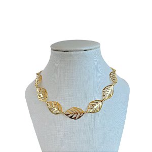 Choker Folheada Ouro 18k e Prata 925 Folhas
