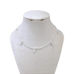 Choker Folheada Prata 925 Corações