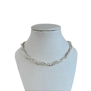 Choker Dupla Folheada Prata 925 Cordão Baiano e Riviera Torcida