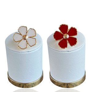 Anel Ajustável Folheado Ouro 18k Flor
