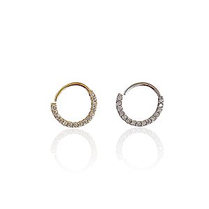 Piercing Aço Inoxidável Dourado e Prata Helix Argola Cravejada