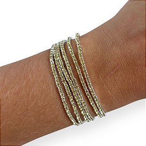 Kit 6 Pulseiras Folheada Prata 925 Strass