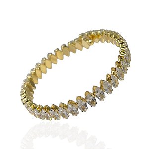 Bracelete Folheado Prata 925 Navetes Cravejado