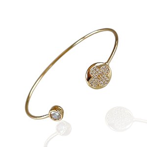 Bracelete Folheado Ouro 18k e Prata 925 Trevo Cravejado