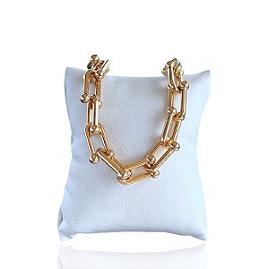 Pulseira Bijuteria Dourada e Prata Elos