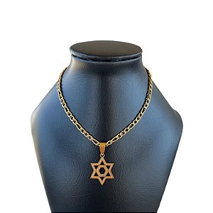 Corrente Masculina Aço Inoxidável Estrela de Davi