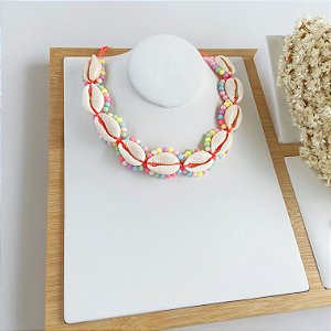 Choker Búzios Miçangas Color Bijuteria