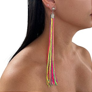 Brinco Franja Fios Bijuteria