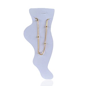 Tornozeleira Folheada Ouro 18k e Prata 925 Bolinhas