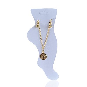 Tornozeleira Folheada Ouro 18k e Prata 925 Pai Nosso