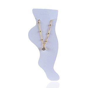 Tornozeleira Folheada Ouro 18k e Prata 925 Bolinhas Ponto de Luz