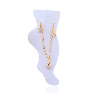 Tornozeleira Folheada Ouro 18k e Prata 925 Ponto de Luz