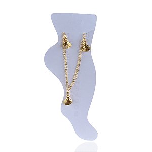 Tornozeleira Folheada Ouro 18k e Prata 925 Conchas