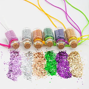 Colar Garrafa Glitter Fio Encerado