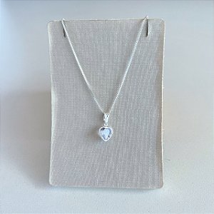 Colar Folheado Prata 925 Ponto de Luz Coração