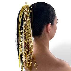 Xuxinha Para Cabelo Fitilhos Metalizado Pompom