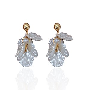 Brinco Bijuteria Dourado Conchas