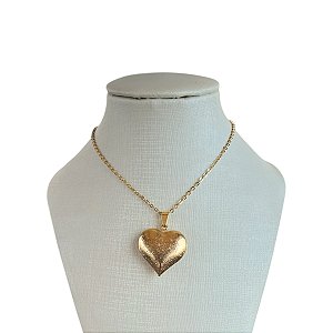 Colar Folheado Ouro 18k e Prata 925 Coração Trabalhado