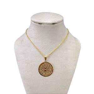 Colar Folheado Ouro 18k e Prata 925 Cadeado Pai Nosso