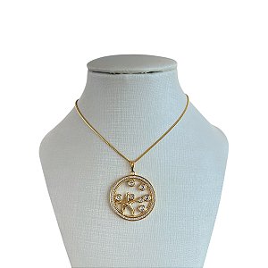 Colar Folheado Ouro 18k e Prata 925 Estrela do Mar Cravejada