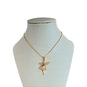 Colar Folheado Ouro 18k e Prata 925 Fada Cravejada