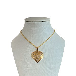 Colar Folheado Ouro 18k Coração