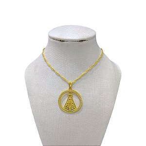Colar Folheado Ouro 18k Nossa Senhora