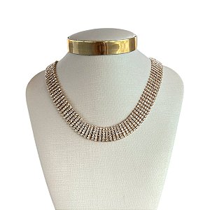 Choker Bijuteria Malha Strass