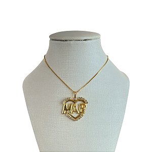 Colar Folheado Ouro 18k Mãe Strass