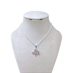 Colar Folheado Ouro 18k e Prata 925 Árvore da Vida Cravejada