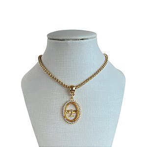 Colar Folheado Ouro 18k e Prata 925 Correntaria Espírito Santo Cravejado